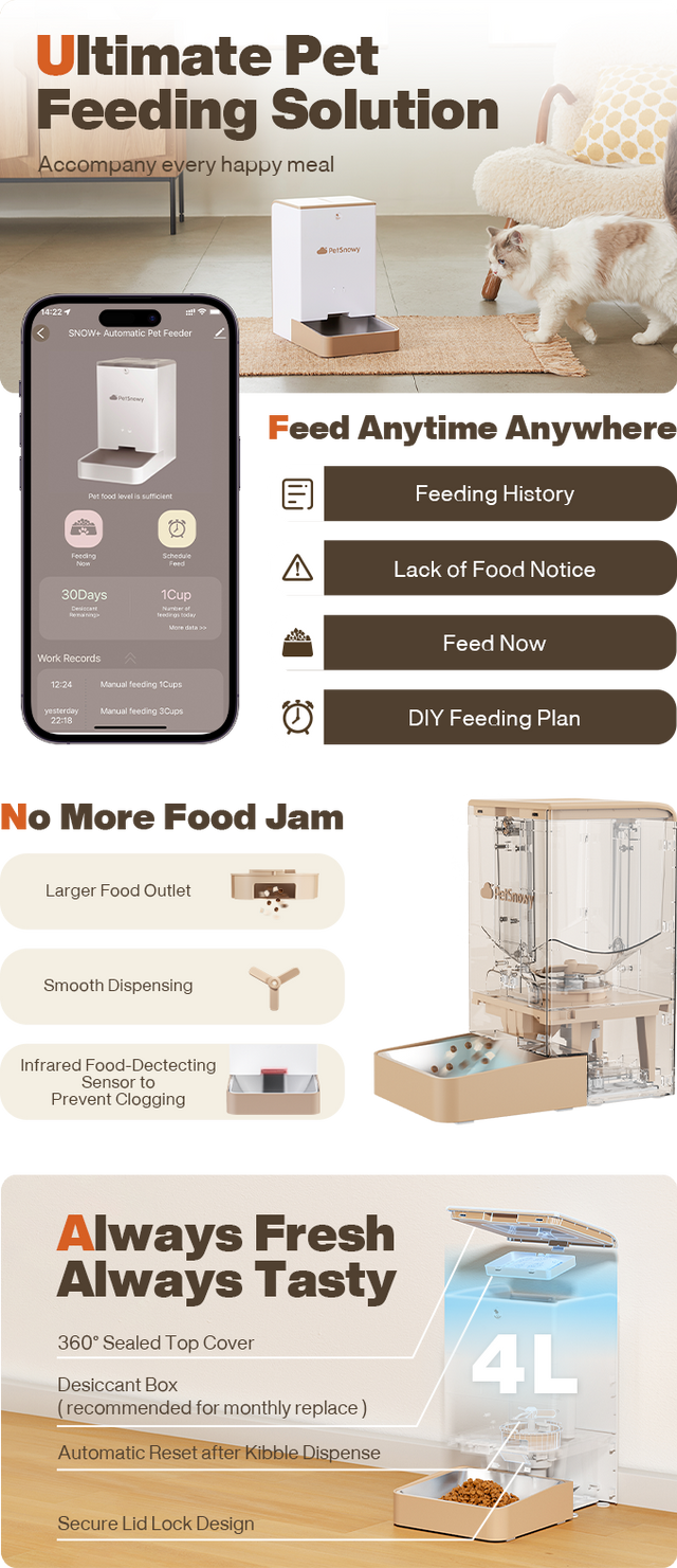 petsnowy smart automatic pet feeder product details